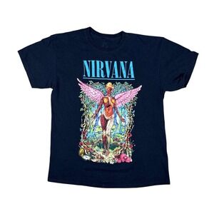Nirvana In Utero T-Shirt Unisex Adult Large Black Grunge Music Graphic Band Tee